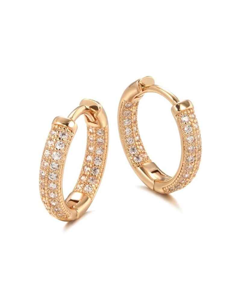 Shining Diva Fashion 18k rose gold plated zircon bali hoop earrings women girls stylish jewelry gift